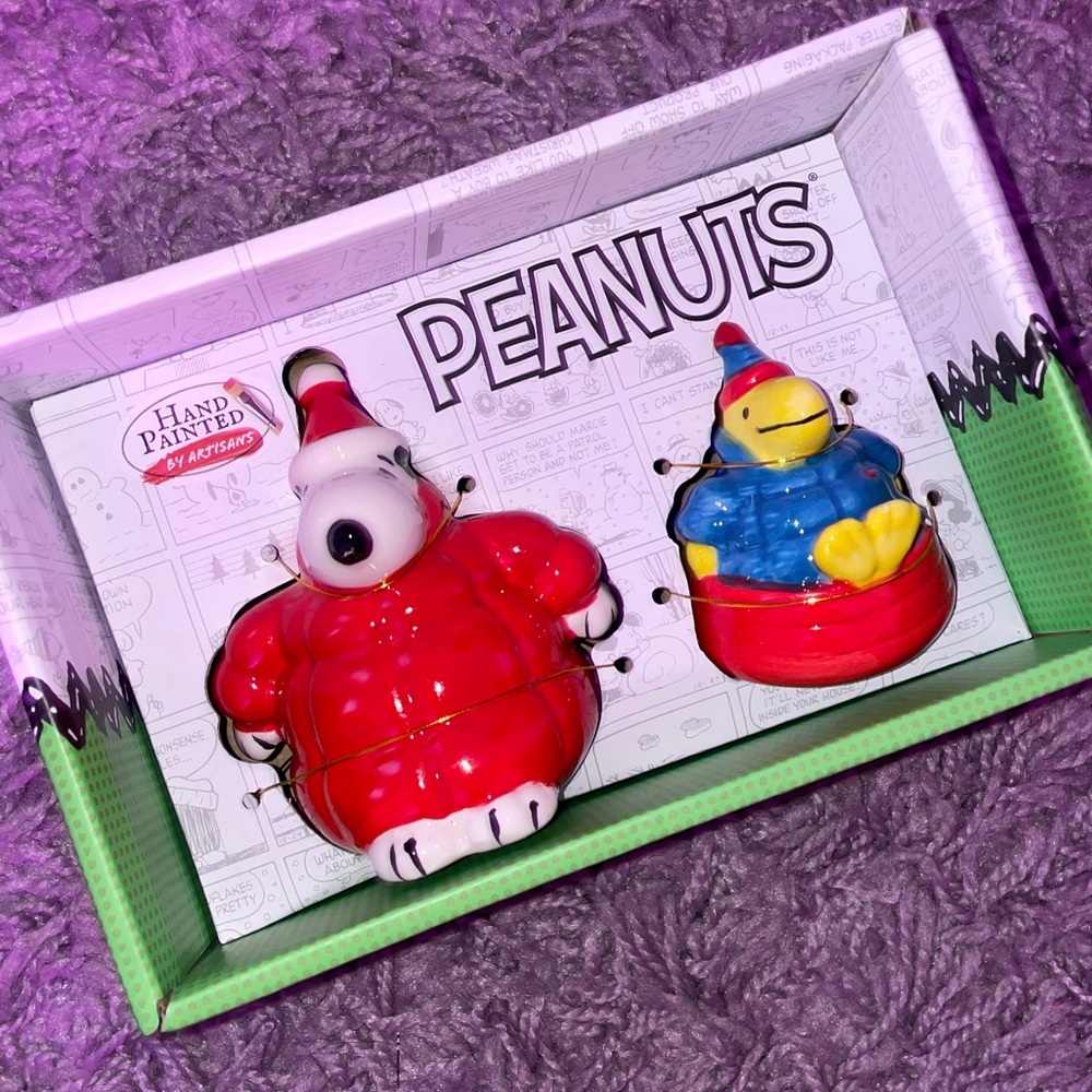 Snoopy and Woodstock in puffer jacket Salt and Pepper Shakers